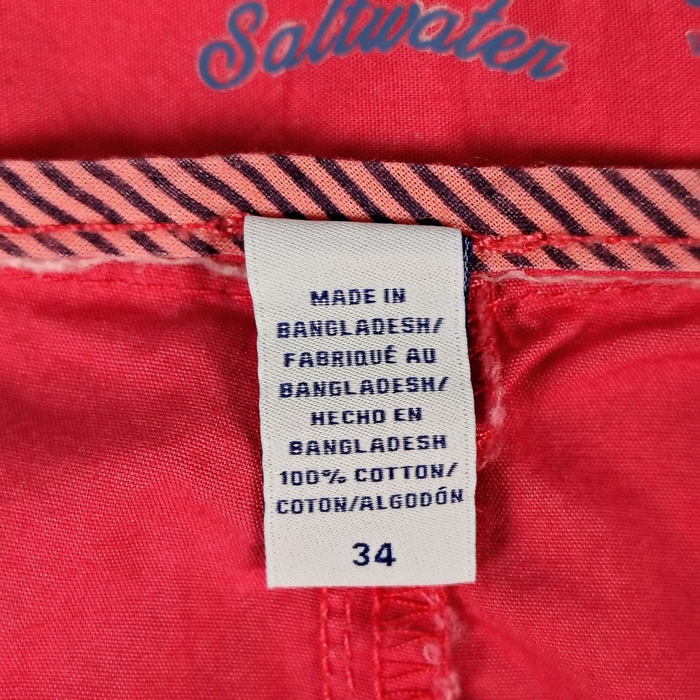IZOD Mens SZ 34 Saltwater Chino Shorts Pink 100% Cotton Preppy Coastal - Picture 3 of 7
